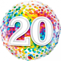 20th Confetti Birthday Balloon 45cm