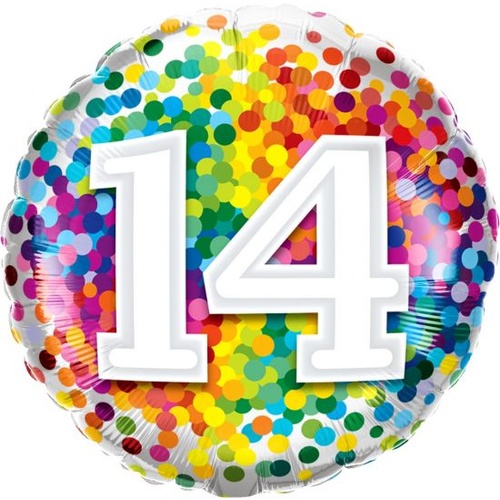 14th Confetti Birthday Balloon 45cm