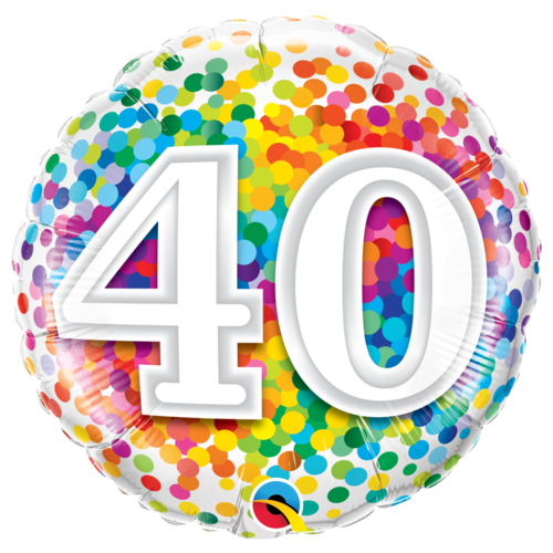 40th Confetti Birthday Balloon 45cm