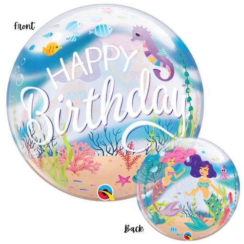 Happy Birthday Mermaid Bubble Balloon 56cm